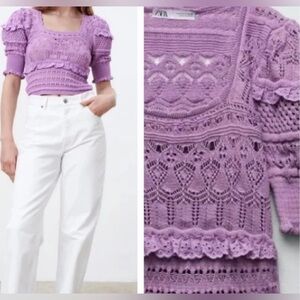 Zara pointelle knit top